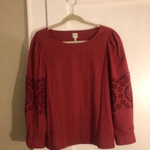 Rebecca Taylor Red Puff Sleeve Top